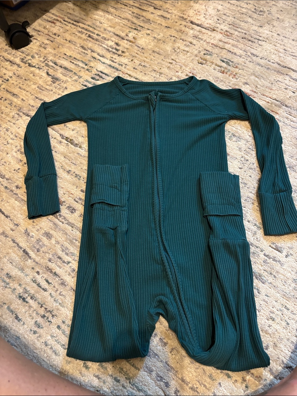 Little Sleepies Teal Green Ribbed Zipper One-Piece